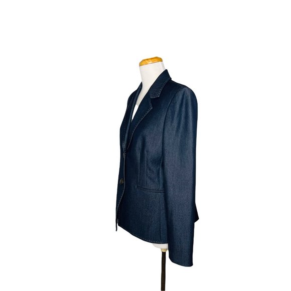 Kasper Tailored Blazer Pleated Waist Shield Buttons And Stitching Sz 8 NWOT - Picture 6 of 11